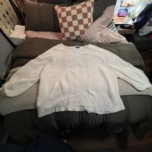 Roaman's White Bubble Sleeve Sweater